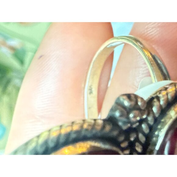 Red Dahlia Turquoise Sterling Silver Closed Back Ring Size 10 - Picture 3 of 5